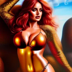 Ultra detailed fullbody Portrait in oil on canvas of busty ana de armas as Red sonja,wearing a skintight suit, extremely detailed digital painting,extremely detailed face,crystal clear Big eyes, mystical colors ,perfectly centered image, perfect composition, rim light, beautiful lighting,masterpiece,8k, stunning scene, raytracing, anatomically correct, in the style of Wizyakuza and robert e howard and InHyuk Lee and Ohrai Noriyoshi and Simon Bisley.