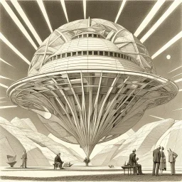 Buckminster Fuller, Frank Lloyd Wright, and M. C. Escher design a starship