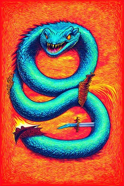 serpent of swords; neo-surrealistic optical art