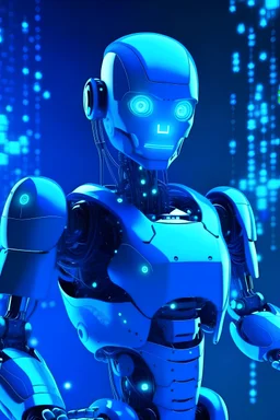 Blockchain technology metaverse robot blue
