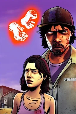 Clementine from the walking dead telltale fights a guy and she won because she's strong and she puts her bare foot on that guy's head she looks superior the art looks like the game