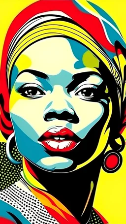 close-up face african woman , "pop art" style