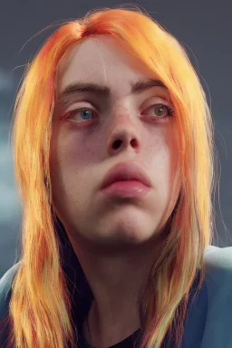 Billie Eilish, in shorts, photorealistic, 8k