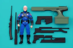 packaging label Mike pence g.i. joe toy With a gun space force Blue cloth uniform action figure, fluorescent green, whole body