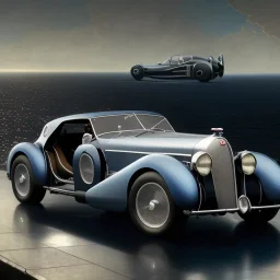 hyperrealism Drawing of '1936 Bugatti Type 57SC Atlantic', three quarter frontal aerial view, by gaston bussiere, greg rutkowski, yoji shinkawa, yoshitaka amano, tsutomu nihei, donato giancola, tim hildebrandt,oil on canvas, cinematic composition,Sharp detail,extreme detail,fit full head inside picture,16k