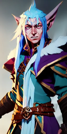 Dungeons and dragons character, wizard elf male, high detail, High definition, long white hair, wizard robe, joyful happy expression, fur coat