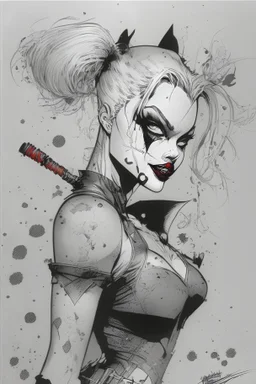 harley quinn for jim lee, inking in nankim, clear background
