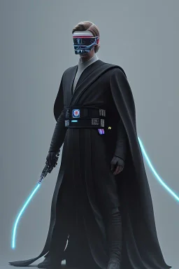 All Black Anakin Skywalker soldier, ghost, wearing high tech mask, white smoke, dark, rage, sorrow, high definition, ultra 8 k, volumetric lighting, blue fire, fog