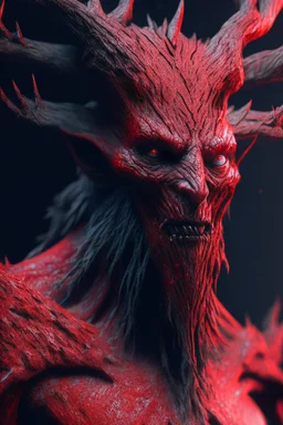 Red wendigo ,strong texture, extreme detail, octane render