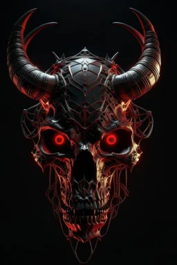 a devil's skull with circuitry for horns