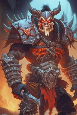 a human bandit with armor made from giant rib bones similar to garrosh hellscreams armor