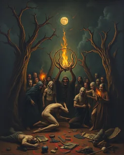 Bosch painting style, nightmare , sinner people suffering in hell