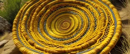 A golden Sound Spiral designed in Navajo yarn painted by Francis Danby