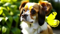 sulfur butterfly + english toy spaniel dog