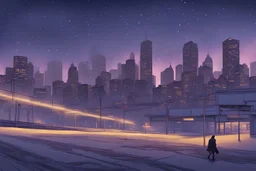 赛博朋克 跑道 荧光灯 星空 风景
