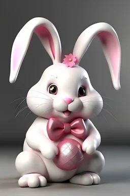 Animasyon Pembe ağırlıklı süslü beyaz tavşan
