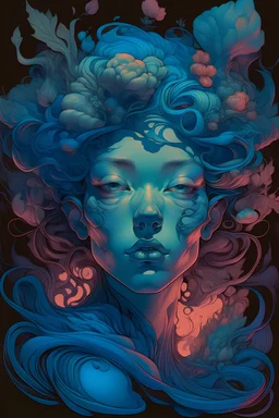 psychedelic creepy fairy woman face forward by james jean