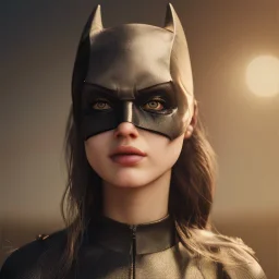 analog style,real cool girl portrait, simmetric eyes, ambient, batgirl make up outfit, ultra realistic photo, unreal engine, paloroid, 100mm --aspect ratio 1:1