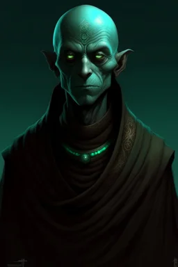 Genni , monk, humanoid, 10 feet tall, teal eyes, 25 years old, black
