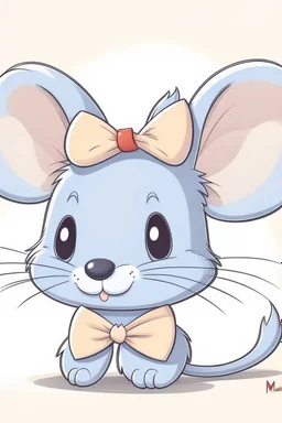 A cute drawing of a mouse wearing a bow on her head