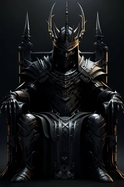 rei moreno com armadura tecnologica com uma coroa , sentado em um trono em 2075