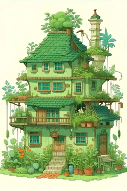 a plants house, ghibli style
