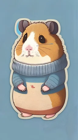 un hamster con un sueter, sticker, caricatura