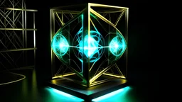 Tesseract from movie Loki, in the middle and with glow, background of picture black. Without table