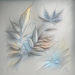 Design an design that portrays pleasure and relaxation derived using elements like, weed leaves, soft textures, hazy, and gentle curves to evoke a sense of tranquillity and bliss. Pencil sketch