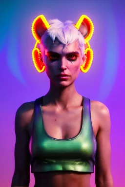 Fashion Portrait, tank girl, make up, natural busty, retro futuristic style, glow eyes :: desert scene :: cinematic, Ultra realistic, wide angle view, soft color, highly detailed, unreal engine 5, RTX, ultra detail, volumetric lighting, 3d, finely drawn, high definition.