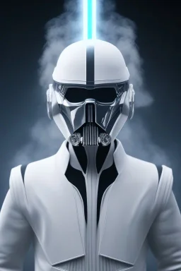 All Black Anakin Skywalker soldier, ghost, wearing high tech mask, white smoke, dark, rage, sorrow, high definition, ultra 8 k, volumetric lighting, blue fire, fog