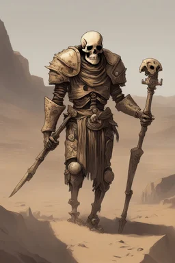 Ancient skeleton psi-warrior knight wandering the wasteland