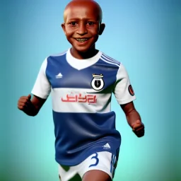  the Egyptian soccer player Shikabala as a child ,baby face,He is wearing a Zamalek Club T-shirt, full body, Pandora background