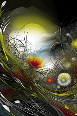 mysterious multi-layered and multidimensional structure,the sun, grasses, strange sky, trees, unusual flowers, intricate, extraordinarily beautiful landscape,fractal, surreal, careful drawing of details, clear contour, photorealism, botanical style, path, pale black, grey, light green, dark blue, red, yellow, mother-of-pearl luster, curls, swirls, smoke, beautiful, realistic, soft lighting, high resolution, high detail, masterpiece,ISO 1000.5 d,1024k