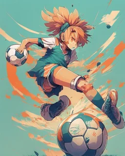 Anime design playing soccer