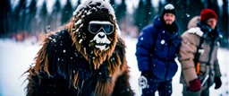 close up of a Yeti in documentary photography, August 1995, Yeti, Dystopian, Japanese, Extreme depth of field, bokeh blur, winter, blizzard, Alberta, all-natural, in the style of candid, imperfection, natural lighting, Professional shot, shot on Agfa, Fuji Film, Anamorphic lens --ar 4:5 --w 150 --style raw Wildfire, Smoke, burning, forest fire