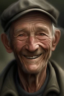 photo realism. a human figure with a small smile. any age.
