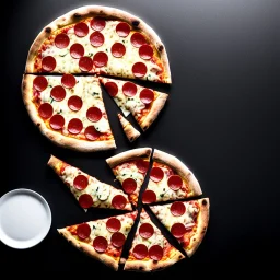 pizza, piano, black background