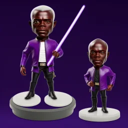Bald Plastic macewindu purple bobblehead with boots