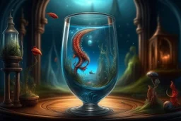 Magischer Parasit in einer Fantesy welt in einen glas