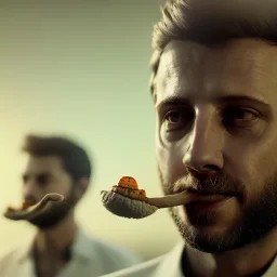 Portrait of Alessandro Borghi eating magic mushrooms, 8k, HD, cinematography, photorealistic, Cinematic, Color Grading, Ultra-Wide Angle, Depth of Field, hyper-detailed, beautifully color-coded, insane details, intricate details, beautifully color graded, Cinematic, Color Grading, Editorial Photography, Depth of Field, DOF, Tilt Blur, White Balance, 32k, Super-Resolution, Megapixel, ProPhoto RGB, VR, Halfrear Lighting, Backlight, Na