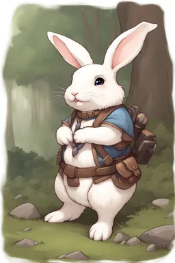 Cute chubby bunny floppy ears adventurer dnd art realism