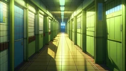 school corridor, anime style