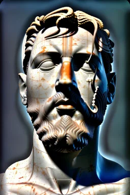 Ultra Realistic image, classical renaissance sculpture, white marble material, Lionel Messi, emperor, gold Laurel leaves crown, miguel angel style, chisel style, emperor, waist up portrait, epic, celestial, cinematic lighting, God light, god rays, 4k resolution, smooth details, ornate details, soft lighting, unreal engine 5, sky background.