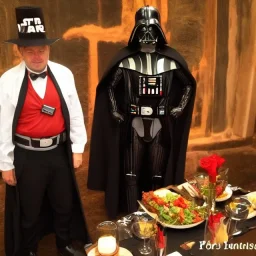 Darth vader together Indiana Jones dinner