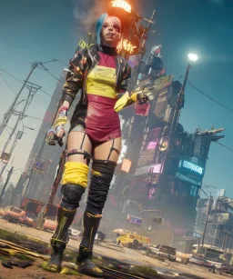 Billie Eilish, in stockings, cyberpunk2077