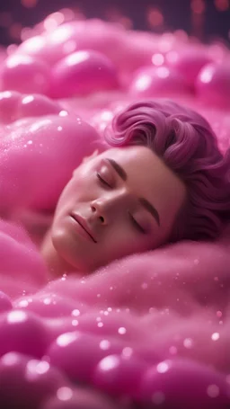 portrait of soap star sleeping in a sarcophagus filled with steaming pink liquid,bokeh like f/0.8, tilt-shift lens 8k, high detail, smooth render, down-light, unreal engine, prize winning