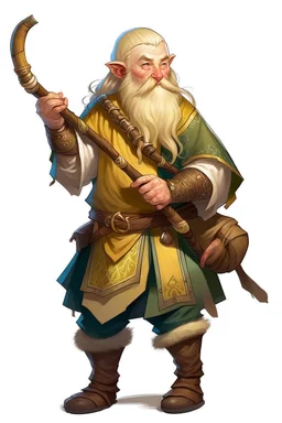 teenage handsome blonde nomadic mountain dwarf with flute dnd