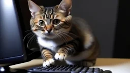 funny cat with computer mouse