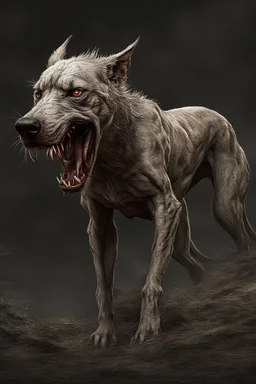 From the tip of its snarling snout to the ends Of its mud-caked tail, this hound exists For the hunt and the torment of damned souls, No innocence left in its being to save. Only ravagement remains in the wake of its path, Destruction its purpose, terror its cause. Such is the visage of beast born of Hades, A vision to haunt both morals and fiends.